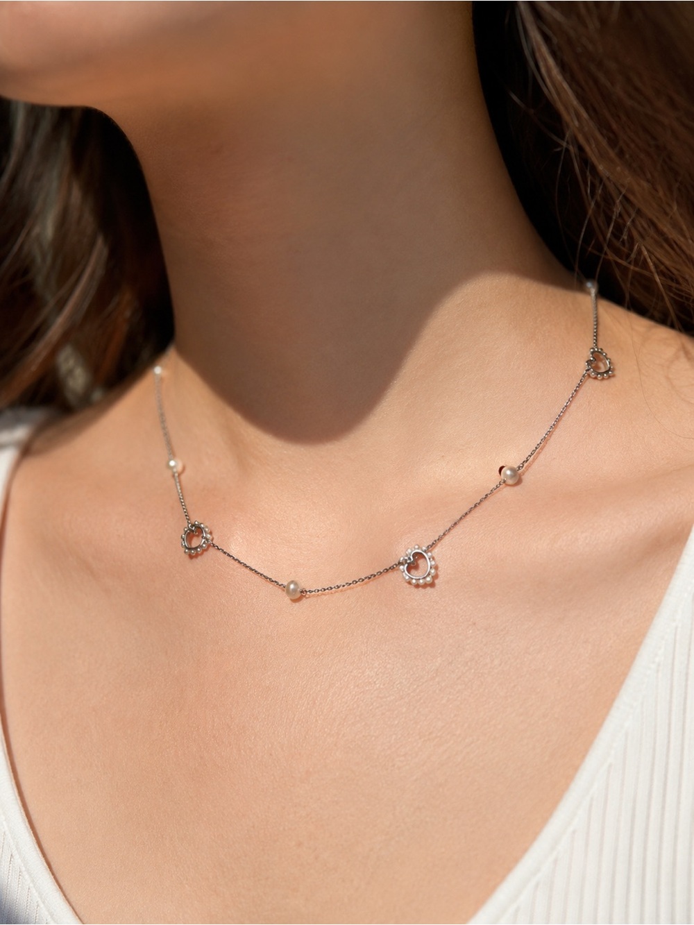 Kate Spade Silver Heart Necklace with Pearls